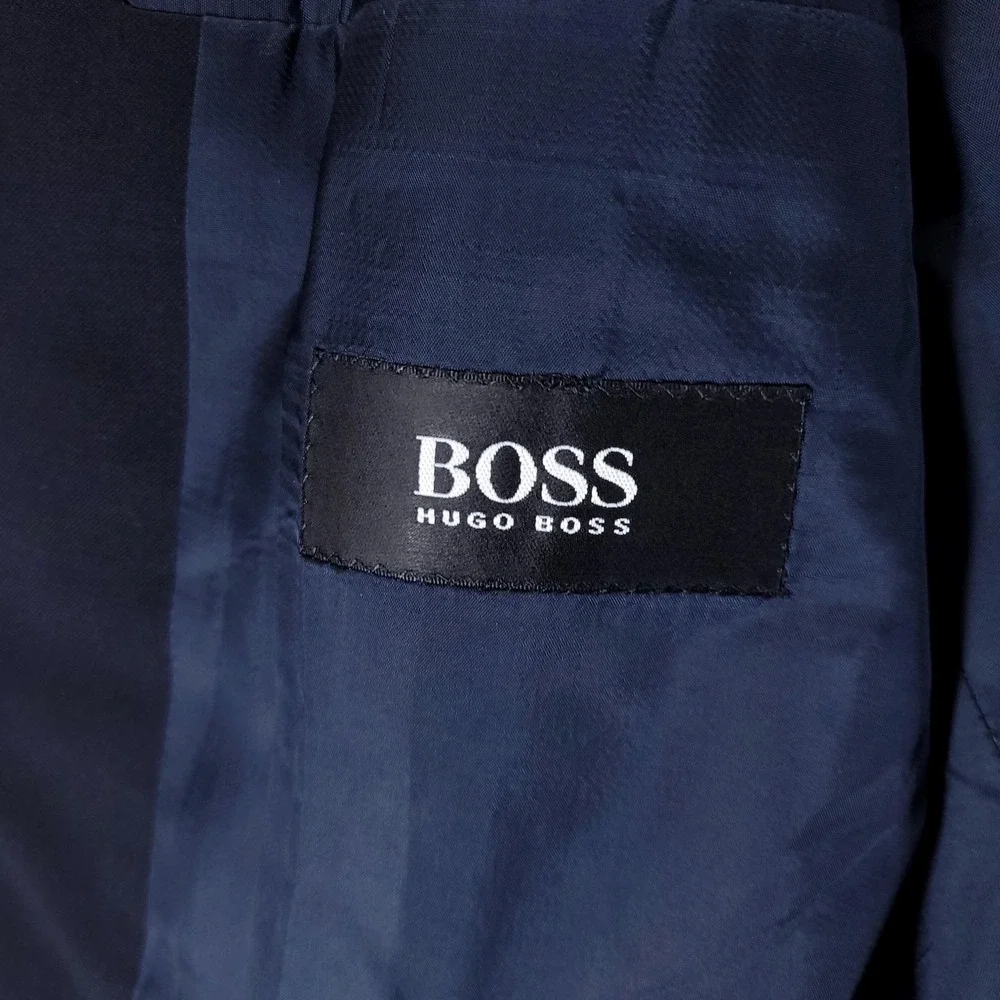Hugo Boss Suit Jacket Mens 46R Blue Wool Einstein Omega Made USA Office Career